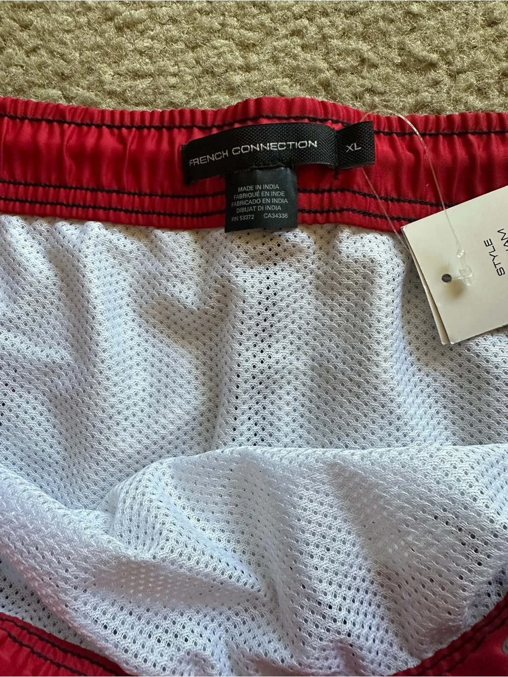 French Connection Men’s Navy Swim Shorts with White Plus Pattern XL Ret. $79 NWT